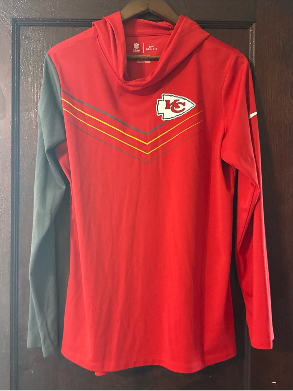 NFL Kansas City Chiefs Red & Gray Hooded Long-Sleeve Top